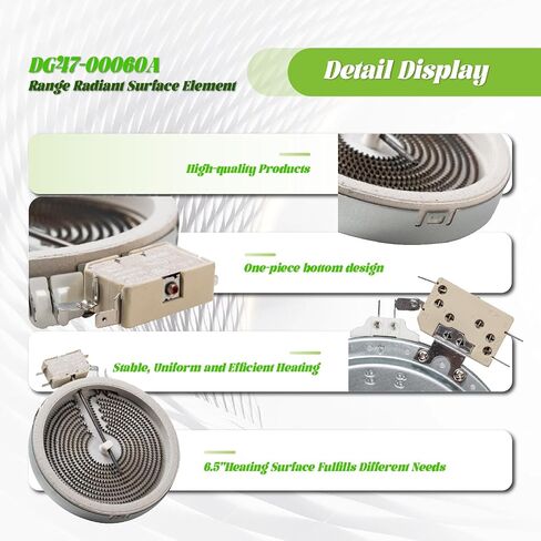 OEM 6.5 في DG47-00060A DG47-00023A نطاق عنصر السطح المشع المتوافق مع فرن الفرن الكهربائي ويرلبول كينمور يستبدل MEE62385001 AP5967643 PS11720669 نطاق الموقد المشع الفردي in Kuwait