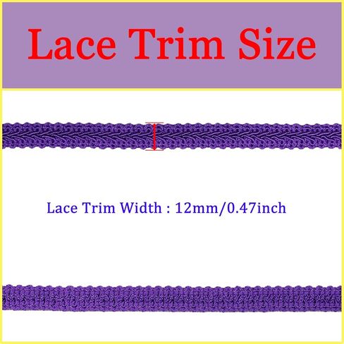 Long 12 Yard Wide 12mm/0.47nch Centipede Ribbon Trim Lace Gimp Braid Decorated Lace for DIY Craft Sewing Fabric, Crafts and Sewing（Dark Purple） in Saudi Arabia