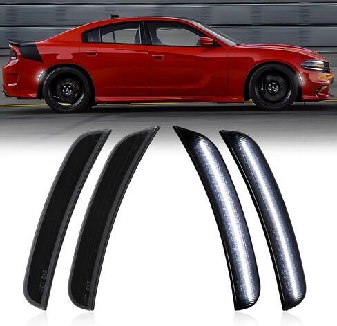 أضواء العلامة الجانبية متوافقة مع الشاحن 2015-2023 ، خفيفة Sidemarker 4 PCS مدخن مصابيح LED الجانبية الأزرق البديل للواجهة والخلفية ، FIT مباشرة OEM 68214404AA 68214405AA 68214126AA 68214127AAA in Kuwait