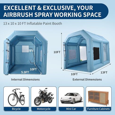 Inflatable Paint Booth, Portable Inflatable Spray Booth Tent with 480W Blower and 3-Layer Filter System, Ideal for DIY Spray Car Motorcycle Garage Furniture Part Painting in Saudi Arabia