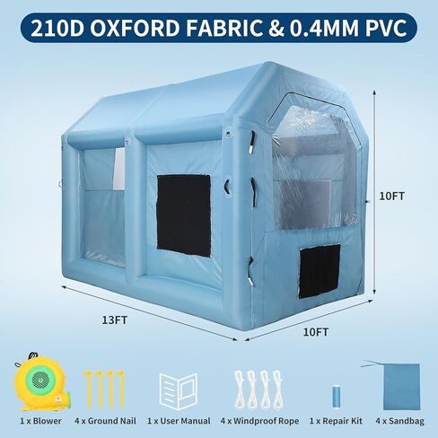 Inflatable Paint Booth, Portable Inflatable Spray Booth Tent with 480W Blower and 3-Layer Filter System, Ideal for DIY Spray Car Motorcycle Garage Furniture Part Painting in Saudi Arabia