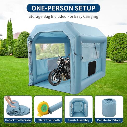10x8x8 FT Inflatable Paint Booth, Portable Inflatable Spray Booth Tent with 480W Blower and 3-Layer Filter System, Ideal for DIY Spray Car Motorcycle Garage Furniture Part Painting, Blue in Saudi Arabia