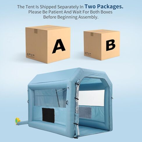 10x8x8 FT Inflatable Paint Booth, Portable Inflatable Spray Booth Tent with 480W Blower and 3-Layer Filter System, Ideal for DIY Spray Car Motorcycle Garage Furniture Part Painting, Blue in Saudi Arabia