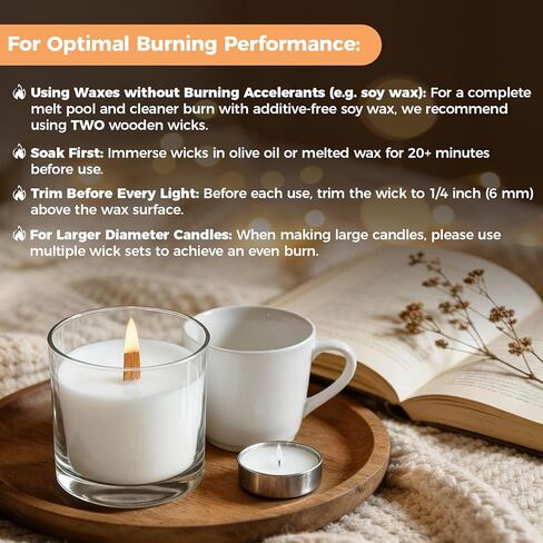 100 Pcs Wood Wicks, Thicken Wooden Candle Wicks for Candle Making, Smokeless Wood Wick Candles That Crackle, DIY Candle Making Supplies for Soy Wax, Bees Wax, Coconut Wax with Metal Base (50 Sets) in Saudi Arabia