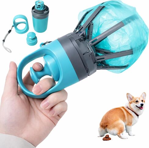 Dog Pooper Scooper for Large Small Dogs - Portable Eco-Friendly Lightweight Poop Scooper for Dogs, Mini Waste Picker for Lawn, Grass, Gravel, and Easy to Carry (7.4 x 2.8in) Blue in Saudi Arabia