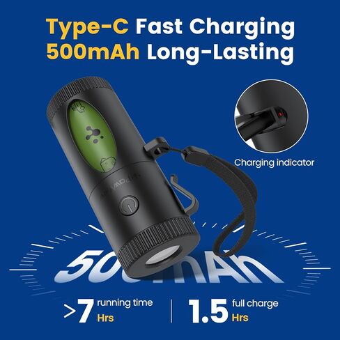 Dog Poop Bag Holder with 4 Modes Flashlight Rechargeable, Smart Dispenser with Used Bags Hook & Retractable Bags Design, Dog Walking Accessory with Carabiner Clip Fits Any Leash (60 Bags Included) in Saudi Arabia