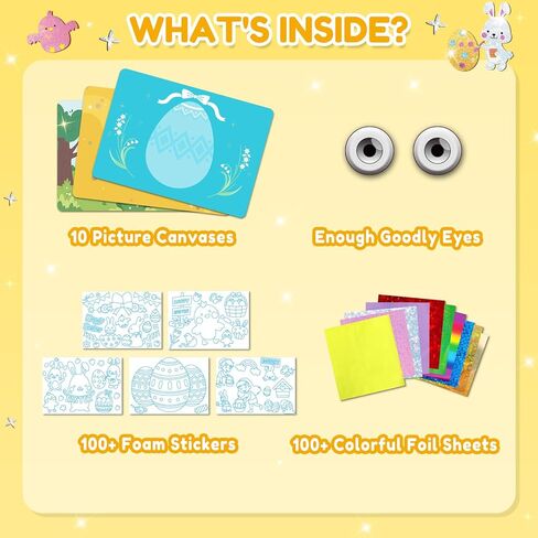 ZMLM Foil Art Kit for Kids - Easter Crafts for Kids 4-8 8-12 Gifts, Fun Mess Free Activity, Easter Basket Stuffers, Girls Boys Arts and Crafts Games Toys (Easter) in Saudi Arabia