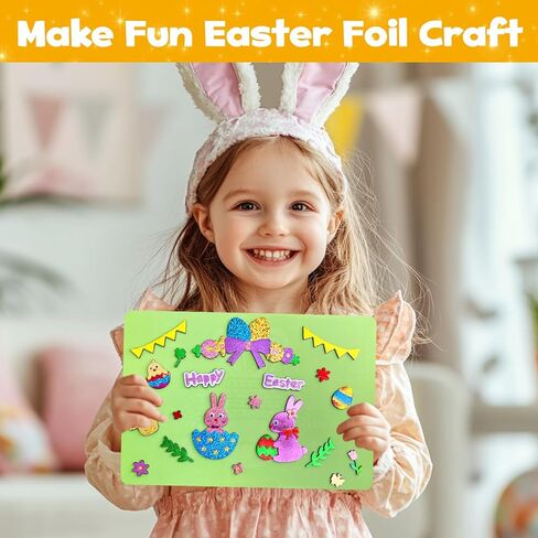 ZMLM Foil Art Kit for Kids - Easter Crafts for Kids 4-8 8-12 Gifts, Fun Mess Free Activity, Easter Basket Stuffers, Girls Boys Arts and Crafts Games Toys (Easter) in Saudi Arabia