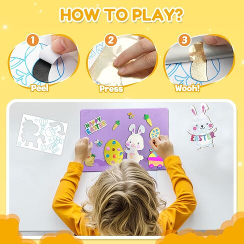 ZMLM Foil Art Kit for Kids - Easter Crafts for Kids 4-8 8-12 Gifts, Fun Mess Free Activity, Easter Basket Stuffers, Girls Boys Arts and Crafts Games Toys (Easter) in Saudi Arabia