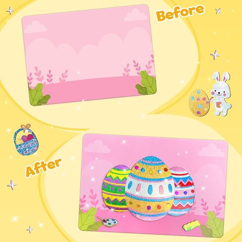 ZMLM Foil Art Kit for Kids - Easter Crafts for Kids 4-8 8-12 Gifts, Fun Mess Free Activity, Easter Basket Stuffers, Girls Boys Arts and Crafts Games Toys (Easter) in Saudi Arabia