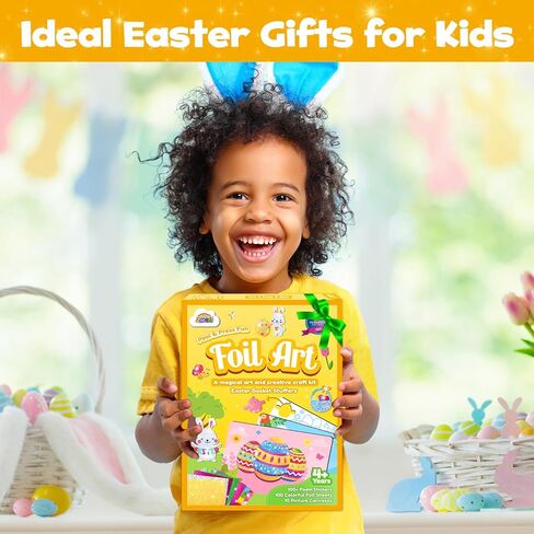 ZMLM Foil Art Kit for Kids - Easter Crafts for Kids 4-8 8-12 Gifts, Fun Mess Free Activity, Easter Basket Stuffers, Girls Boys Arts and Crafts Games Toys (Easter) in Saudi Arabia