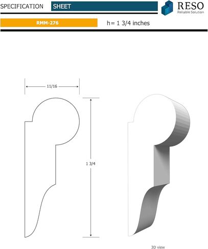 RMM 276 11/16 in.D x 1 3/4 in.W x 96in.L Stainable Finger-Joined Pine Picture Mould 5-pcs 40 Ft Total in Saudi Arabia