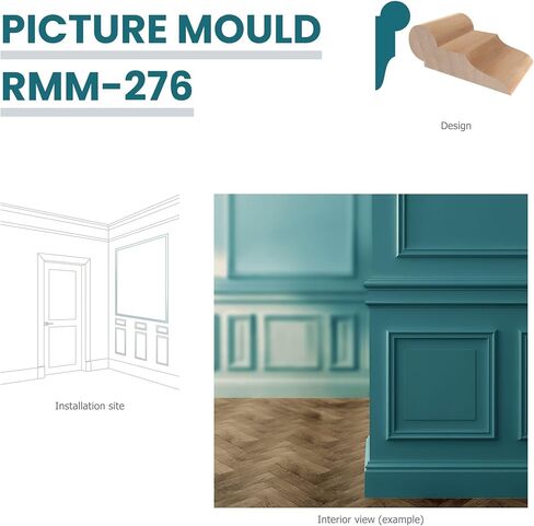 RMM 276 11/16 بوصة عمق × 1 3/4 بوصة عرض × 96 بوصة طول قالب صورة من خشب الصنوبر متصل بالأصابع 20 قطعة بإجمالي 160 قدم in Saudi Arabia