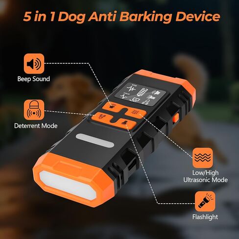 أجهزة منع نباح الكلاب من MultiOutools، جهاز مضاد للنباح بالموجات فوق الصوتية لتدريب الكلاب، تدريب الكلاب يوقف السلوك السيئ حتى 50 قدمًا، ضوء LED طويل المدى، مدرب الكلاب بالموجات فوق الصوتية للاستخدام الداخلي والخارجي in Kuwait