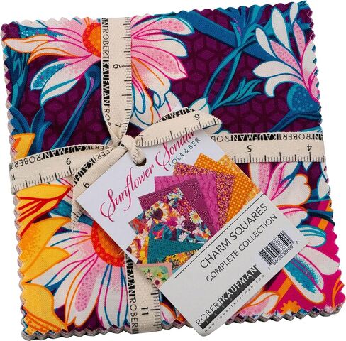 Lola & Bek Sunflower Sonata Charm Square 42 5-inch Squares Charm Pack Robert Kaufman CHS-1330-42 in Saudi Arabia