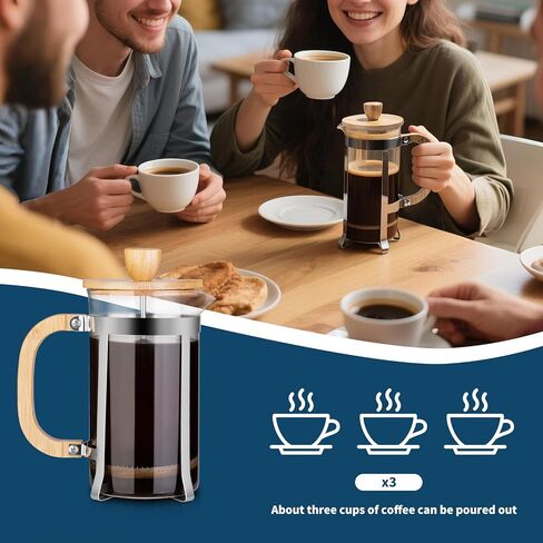 صانع القهوة بالضغط الفرنسي من MERMOO YILAN وعصارة الشاي سعة 20 أونصة من زجاج البوروسيليكات، صانع قهوة صغير خالٍ من البلاستيك للشاي ذو الأوراق الفضفاضة، والشراب البارد ورغوة الحليب، يتضمن ملعقة قياس in Kuwait