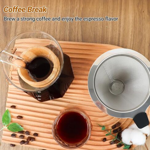 Coffee Pour Over 33.8oz 1000ml High Borosilicate Glass Pour Over Coffee Maker Set Camping with Reusable 304 Stainless Steel Filter Hand Brew Carafe Drip Suitable for Electric Ceramic Stove in Saudi Arabia