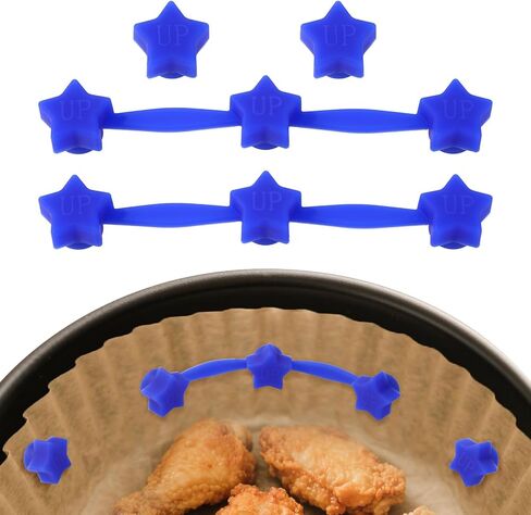 4pcs Air Fryer Silicone Magnets Set, 2 Star-Shaped Long Silicone Strips & 2 Star-Shaped Magnetic Buckles Universal Reusable Air Fryer Accessories for Holding Parchment Paper Liners(Blue) in Saudi Arabia