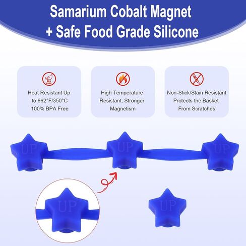 4pcs Air Fryer Silicone Magnets Set, 2 Star-Shaped Long Silicone Strips & 2 Star-Shaped Magnetic Buckles Universal Reusable Air Fryer Accessories for Holding Parchment Paper Liners(Blue) in Saudi Arabia