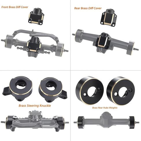 SCX30 Brass Upgrade Kit, Front & Rear Brass Diff Covers, Brass Steering Knuckles & Rear Hub Weights for Axial SCX30 RC Crawler in Saudi Arabia