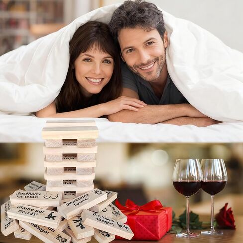 مكعبات ألعاب للأزواج البالغين مع 48 تحديًا ملهمًا وناريًا، برج التراص لألعاب الأزواج للبالغين، الجرأة الحميمة للتاريخ الليلي، هدية عيد الحب، ألعاب غرفة النوم، الذكرى السنوية in Saudi Arabia