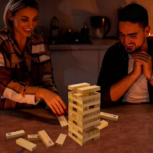 مكعبات ألعاب للأزواج البالغين مع 48 تحديًا ملهمًا وناريًا، برج التراص لألعاب الأزواج للبالغين، الجرأة الحميمة للتاريخ الليلي، هدية عيد الحب، ألعاب غرفة النوم، الذكرى السنوية in Saudi Arabia