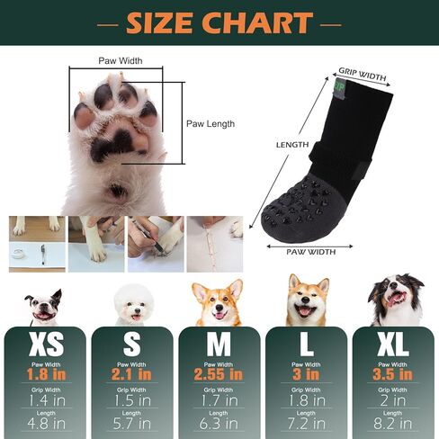 EXPAWLORER Anti Slip Dog Socks to Prevent Licking Paws, Winter Snow Dog Boots & Paw Protectors Booties for Hardwood Floors with Heart Grippers, Dog Shoes for Small Medium Large Senior Dogs Black XL in Saudi Arabia