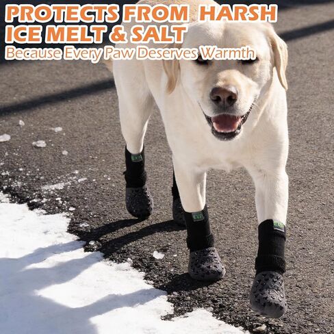 EXPAWLORER Anti Slip Dog Socks to Prevent Licking Paws, Winter Snow Dog Boots & Paw Protectors Booties for Hardwood Floors with Heart Grippers, Dog Shoes for Small Medium Large Senior Dogs Black XL in Saudi Arabia