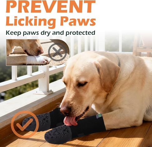 EXPAWLORER Anti Slip Dog Socks to Prevent Licking Paws, Winter Snow Dog Boots & Paw Protectors Booties for Hardwood Floors with Heart Grippers, Dog Shoes for Small Medium Large Senior Dogs Black XL in Saudi Arabia