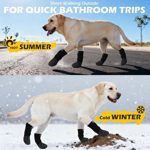 EXPAWLORER Anti Slip Dog Socks to Prevent Licking Paws, Winter Snow Dog Boots & Paw Protectors Booties for Hardwood Floors with Heart Grippers, Dog Shoes for Small Medium Large Senior Dogs Black XL in Saudi Arabia