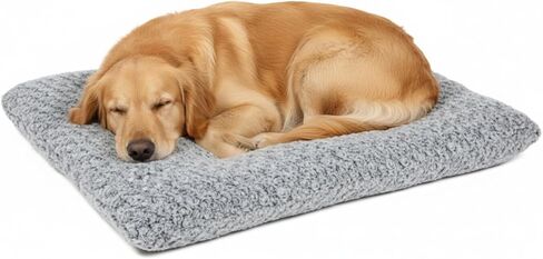 Lafyette. - US Based, Washable Faux Fur Dog Bed, Deluxe Plush Dog Crate Bed, Comfy Kennel Pad, Anti-Slip Pet Sleeping Mat, Soft Cozy Mattress for Large, Medium, Small Size Breed Dogs, 35" x 23", Grey in Saudi Arabia