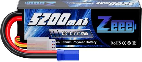 Zeee 3S 5200mAh Lipo Battery 11.1V 80C with EC5 Connector Hard Case Battery for RC Car RC Truck Boat Helicopter Airplane Racing Hobby Models in Kuwait