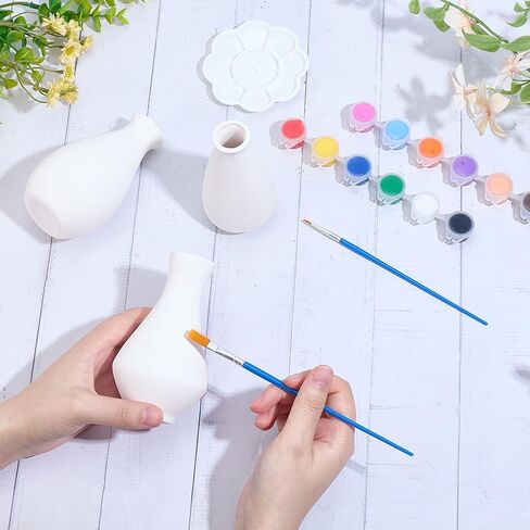 WEBEEDY 3 Styles DIY Ceramic Vase Paint Kit Unpainted White Ceramic Pottery Vase for Adults Beginner Paint Your Own Porcelain Vases for Home Kitchen Table Decoration DIY Birthday Gift in Saudi Arabia