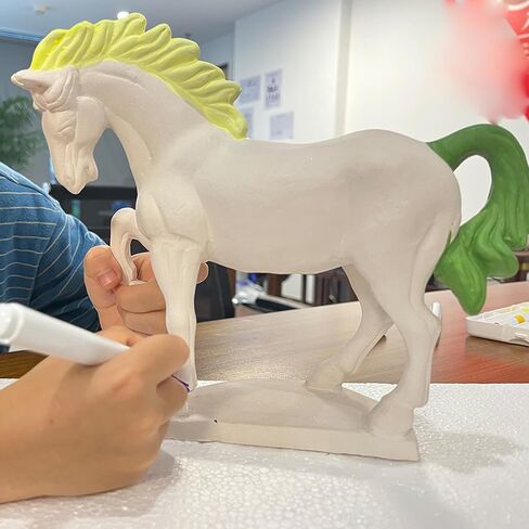 تمثال حصان من البورسلين الأبيض قابل للطلاء، منحوتة سيراميك غير مصقولة للرسم، سيراميك جاهز للطلاء، طلاء حصانك الخاص، منحوتة زخرفية مصنوعة يدويًا، قطعة فنية لديكور المنزل والمكتب in Kuwait