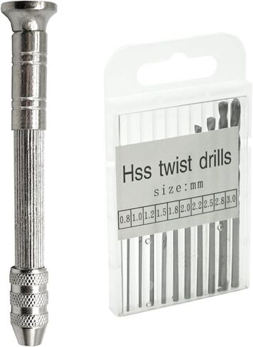 Manual Craft Drill,Hand Drill with 10 PCS Small Drill Bits (0.8mm-3.0mm),for Jewelry Making,Small Hand Drill for Resin,Rotary Tools for Wood,Jewelry,Plastic,Miniature-Silvery in Saudi Arabia