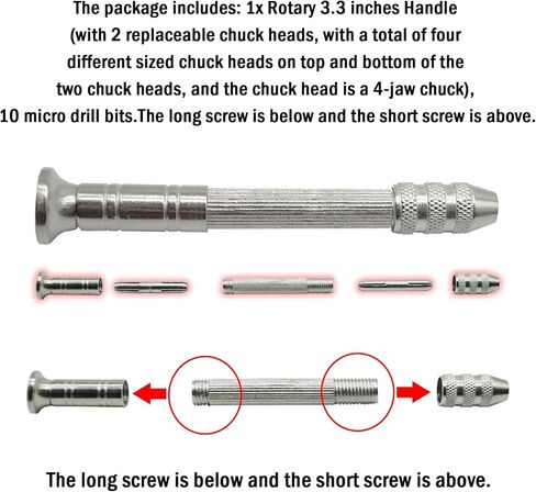 Manual Craft Drill,Hand Drill with 10 PCS Small Drill Bits (0.8mm-3.0mm),for Jewelry Making,Small Hand Drill for Resin,Rotary Tools for Wood,Jewelry,Plastic,Miniature-Silvery in Saudi Arabia