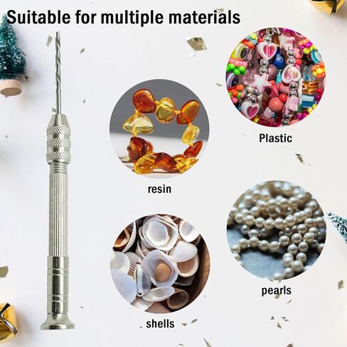Manual Craft Drill,Hand Drill with 10 PCS Small Drill Bits (0.8mm-3.0mm),for Jewelry Making,Small Hand Drill for Resin,Rotary Tools for Wood,Jewelry,Plastic,Miniature-Silvery in Saudi Arabia