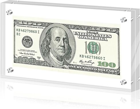 Acrylic Dollar Bill Display Frame Currency Holder for Collectors, Double-Sided Transparent Self Stand for Banknotes/Stamps/Tickets/Photos in Saudi Arabia