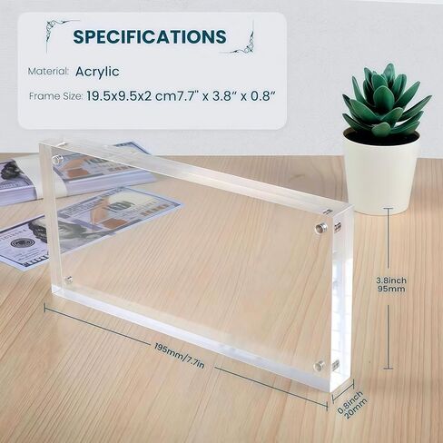 Acrylic Dollar Bill Display Frame Currency Holder for Collectors, Double-Sided Transparent Self Stand for Banknotes/Stamps/Tickets/Photos in Saudi Arabia