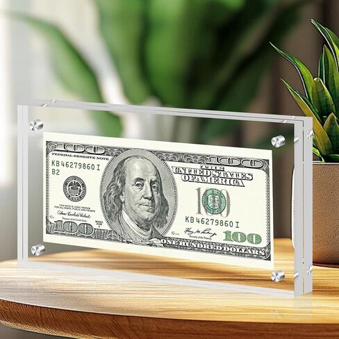 Acrylic Dollar Bill Display Frame Currency Holder for Collectors, Double-Sided Transparent Self Stand for Banknotes/Stamps/Tickets/Photos in Saudi Arabia