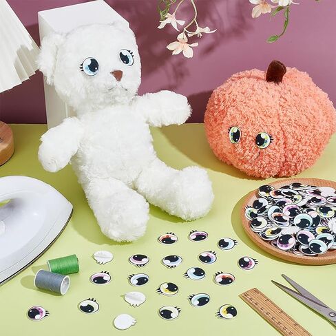 NBEADS 24 Pairs 12 Colors Adhesive Felt Eyes for Crafts, 0.98inch Plush Animals Making Eyes Felt Eyes with Lashes Large Crochet Eyes for DIY Crochet Animal Making Craft in Saudi Arabia