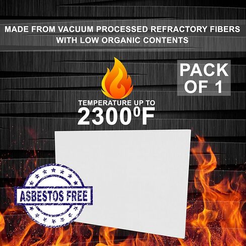 Ceramic Fiber Board Insulation - 2300F Rated - 1/2" x 23.6" x 35.4" - Ceramic Fiber Thermal Insulation Board for Wood Stoves, Ovens, Forges, Kilns, Furnaces, Fireplaces - Pack of 1 in Saudi Arabia