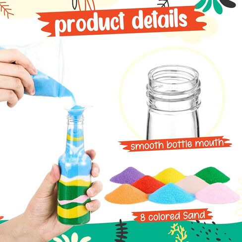 Yinkin 99 Pcs Plastic Sand Art Bottles Kit Include Bottle Cork Stopper Colored Sands and Funnel Clear Create Your Own Sand Kit for Kid Adult DIY Craft Wedding Birthday Party in Saudi Arabia