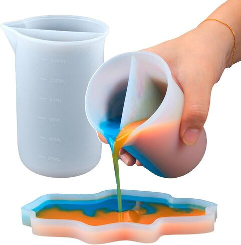 Large Capacity Silicone Split Cup 120ML Tool Flexible Silicone Divided Cup for Resin and Paint Pouring in Kuwait