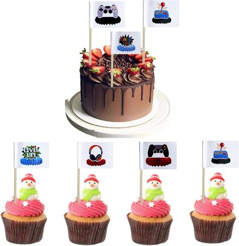100 Pcs Mini Video Game Honeycomb Table Centerpiece Game On Controllers Toothpick Flags Party Theme Assembled Game On Controllers Toothpick Stick Flags Cupcake Toppers Cocktail Food Flags Decorations in Saudi Arabia