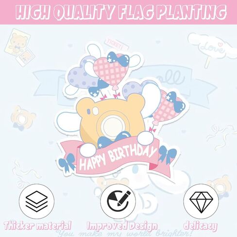 1pcs Cinna-morolls Birthday Cake Topper,Cute Anime Party Supplies for Pick Fabulous Adorable Pink Blue Cake Topper Baby Shower Kawaii Party cake Decoration (16) in Kuwait