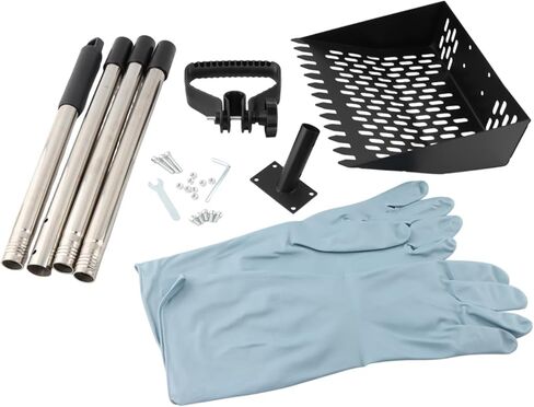 Chicken Poop Scooper & Rake 2-in-1,Metal Coop Shovel 10 inches Sand Sifting Shovel, Adjustable Length (23"–63"), Metal Sifting Shovel with Holes for Chicken Coop Cleaning in Kuwait