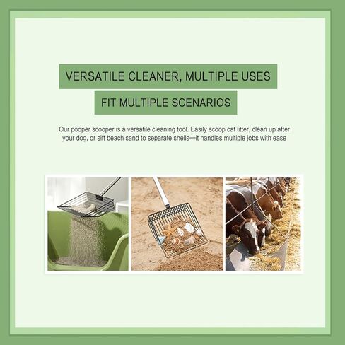 مغرفة فضلات الدجاج للرمل، عبوتان من مغرفة حظيرة الدجاج، ومشط، وأدوات التنظيف، مجرفة غربلة فضلات من الفولاذ المقاوم للصدأ لنفايات الحظيرة مع رؤوس قابلة للاستبدال مقاس 15 بوصة و10 بوصة in Kuwait