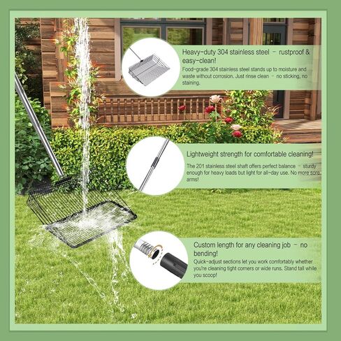 مغرفة فضلات الدجاج للرمل، عبوتان من مغرفة حظيرة الدجاج، ومشط، وأدوات التنظيف، مجرفة غربلة فضلات من الفولاذ المقاوم للصدأ لنفايات الحظيرة مع رؤوس قابلة للاستبدال مقاس 15 بوصة و10 بوصة in Kuwait