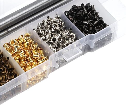 Metal Grommets 2mm Plated Copper Grommet Kit with 200 Pieces Per Color Eyelets Tools for Shoelaces, Belts, Crafts, Bags, and More in Saudi Arabia
